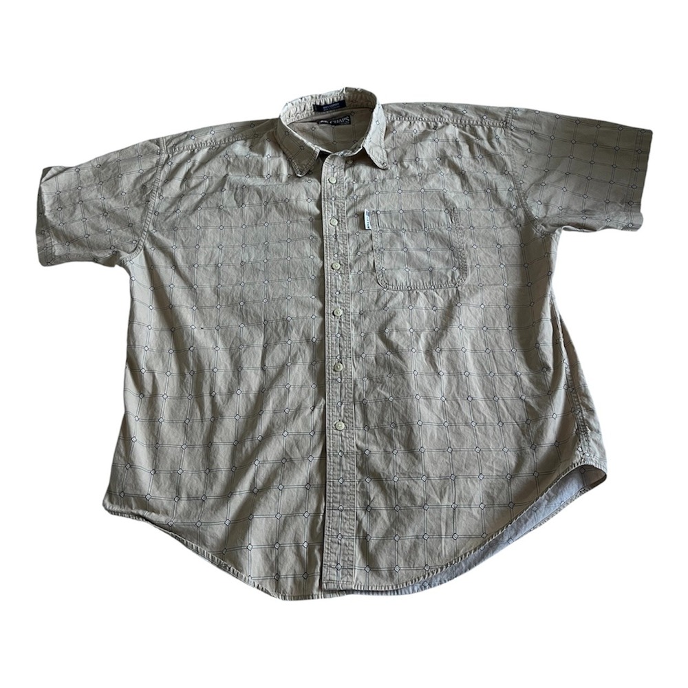 Chaps Ralph Lauren Button Down Mens XL Brown Striped Short Sleeve Shirt